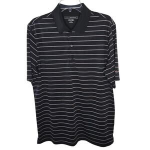 Greg Norman PlayDry Black Strip Golf Polo Size Medium